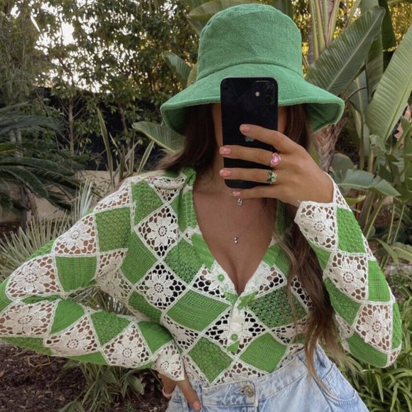 Zara Tops - ZARA GREEN CROCHETED TOP SIZE S 2731/291 WHITE SIZE SMALL NWT LONG SLEEVE